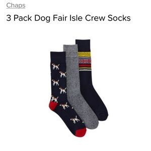 TWO 3-pack sets Chaps Fairisle Crew Socks
